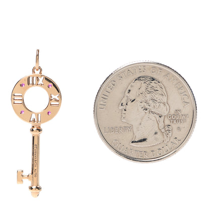 Tiffany 18K Rose Gold Ruby Atlas Pierced Key Pendant 2 of 4