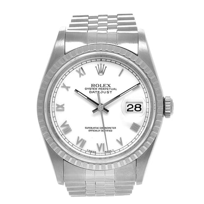 Rolex Stainless Steel 36mm Oyster Perpetual Datejust Watch White Roman 16220 1 of 8