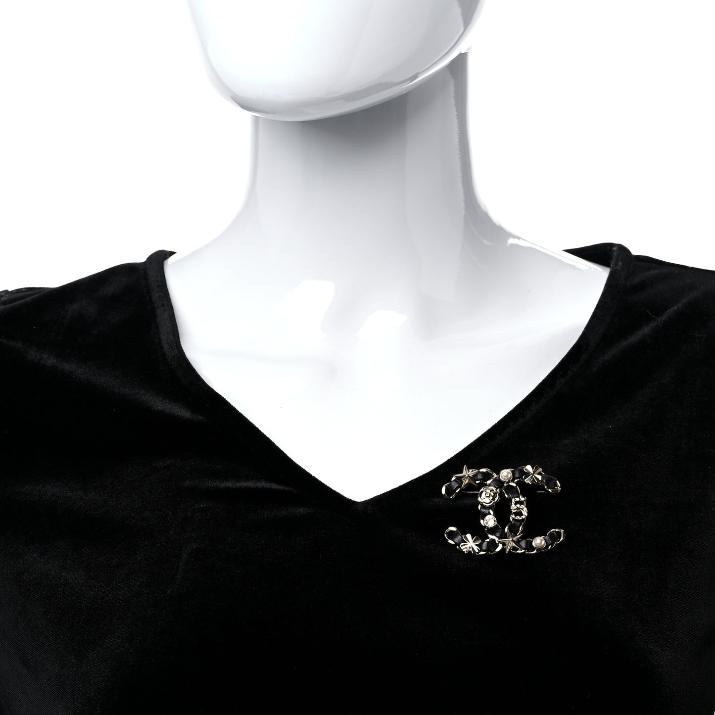 Lambskin Pearl Strass Sergeant Chanel Brooch Gold