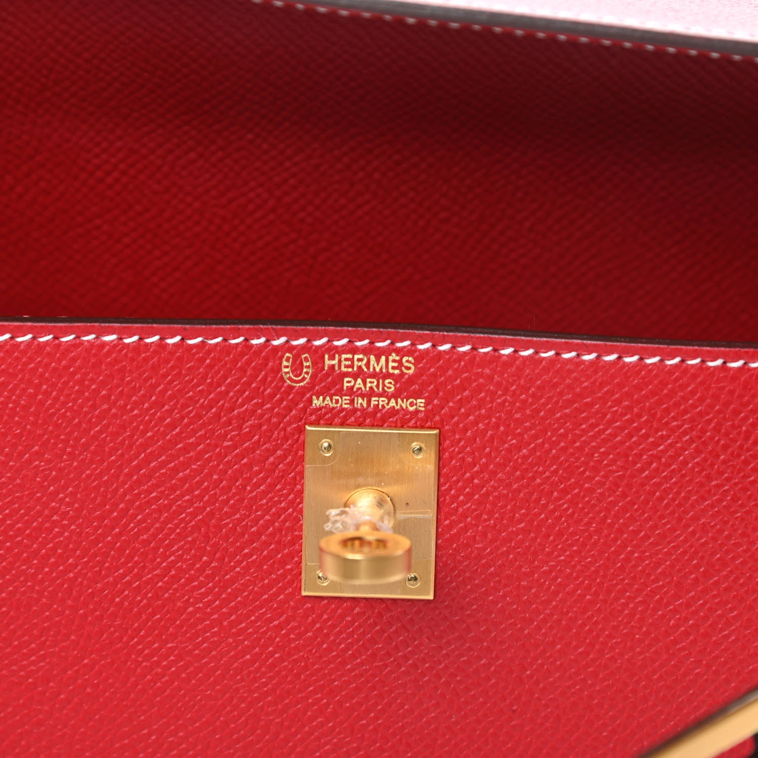 Hermes Epsom Bi-Color Horseshoe Kelly Sellier 25 Craie Rouge De Coeur 6 of 12