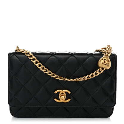 Chanel Lambskin Quilted Sweetheart Wallet On Chain WOC Black 1 of 14