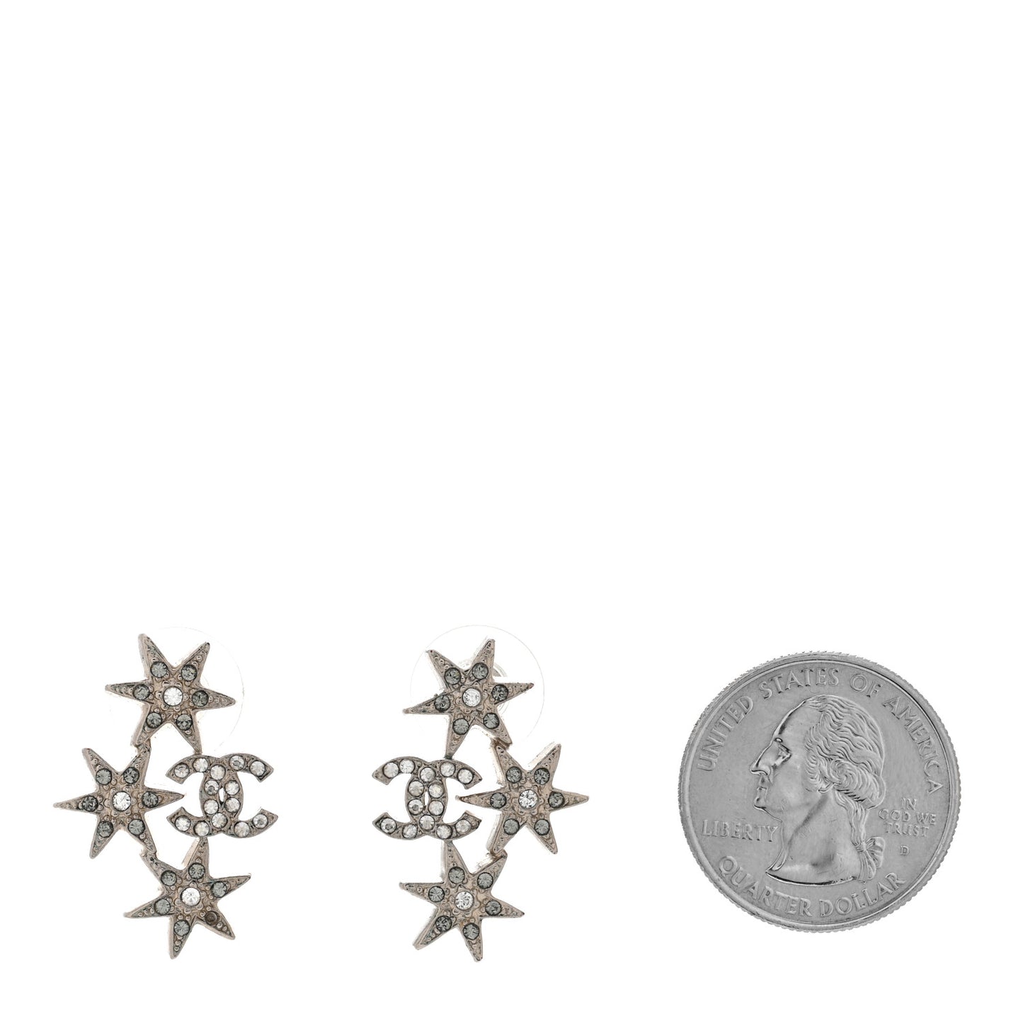 Crystal CC Star Earrings Silver