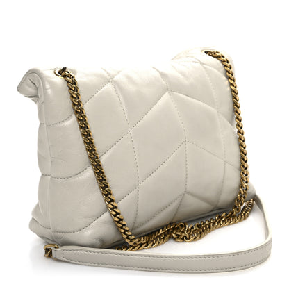 Saint Laurent Lambskin Quilted Toy Loulou Puffer Monogram Chain Satchel Crema Soft 3 of 17