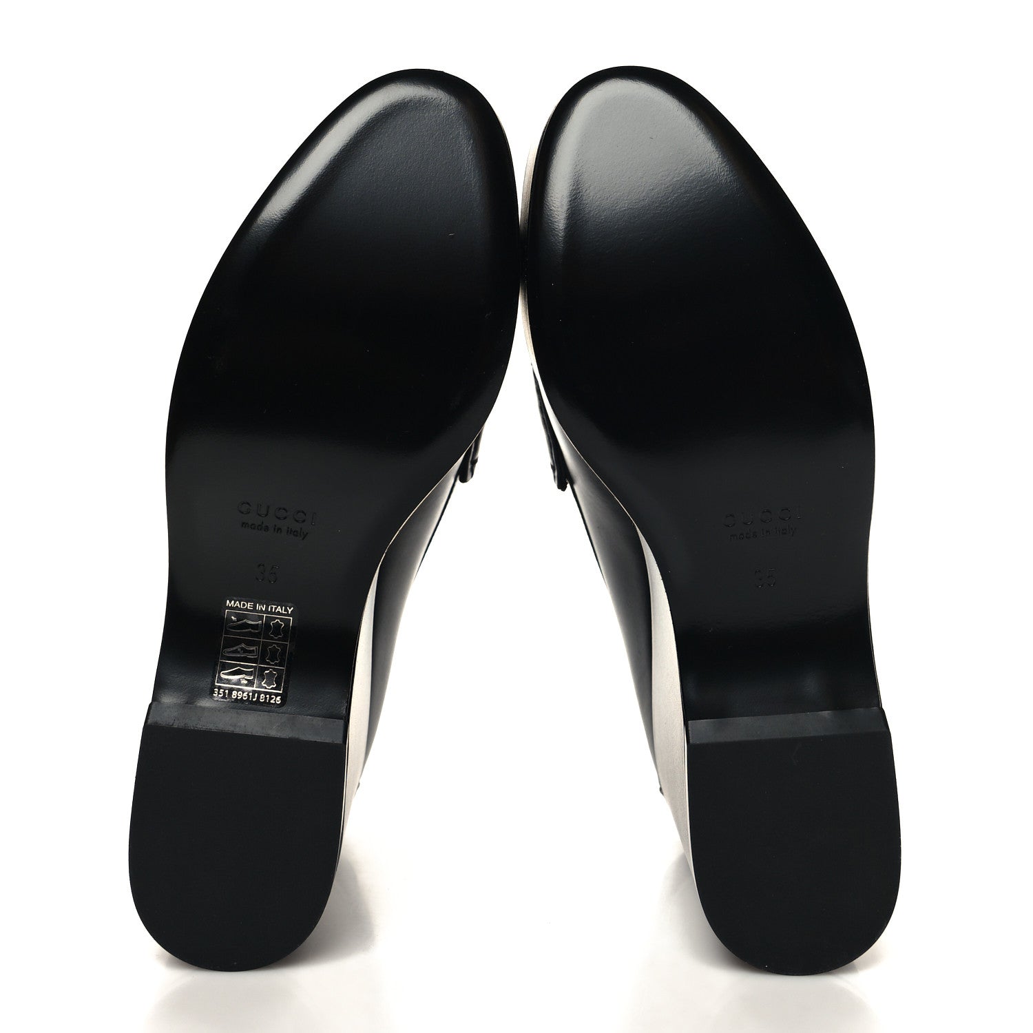 Gucci Ancora Calfskin Womens Horsebit Platform Loafers 35 Black 5 of 9