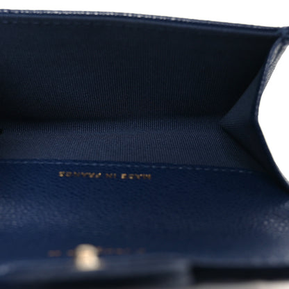 Chanel Caviar Quilted Flap Card Holder Wallet Navy Blue 5 of 9