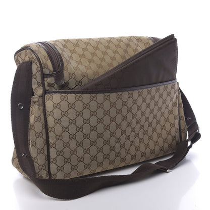 Gucci Monogram Natural Pigskin Large Diaper Bag Beige Ebony Cocoa Dark Chocolate 4 of 23