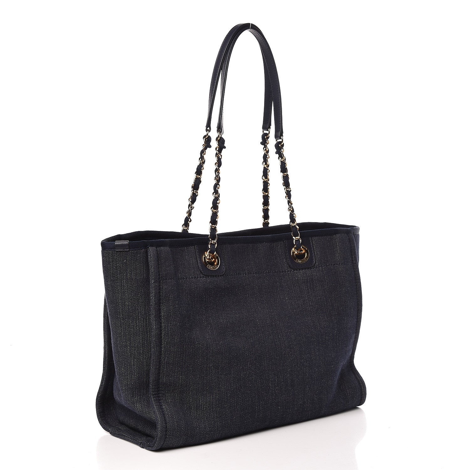 Chanel Denim Small Deauville Tote Dark Blue 3 of 15