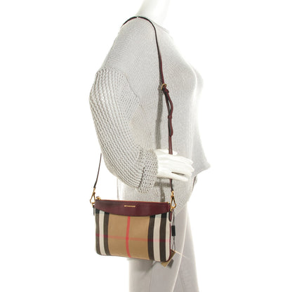 Burberry House Check Derby Peyton Crossbody Clutch Bag Mahogany Red 7 of 22