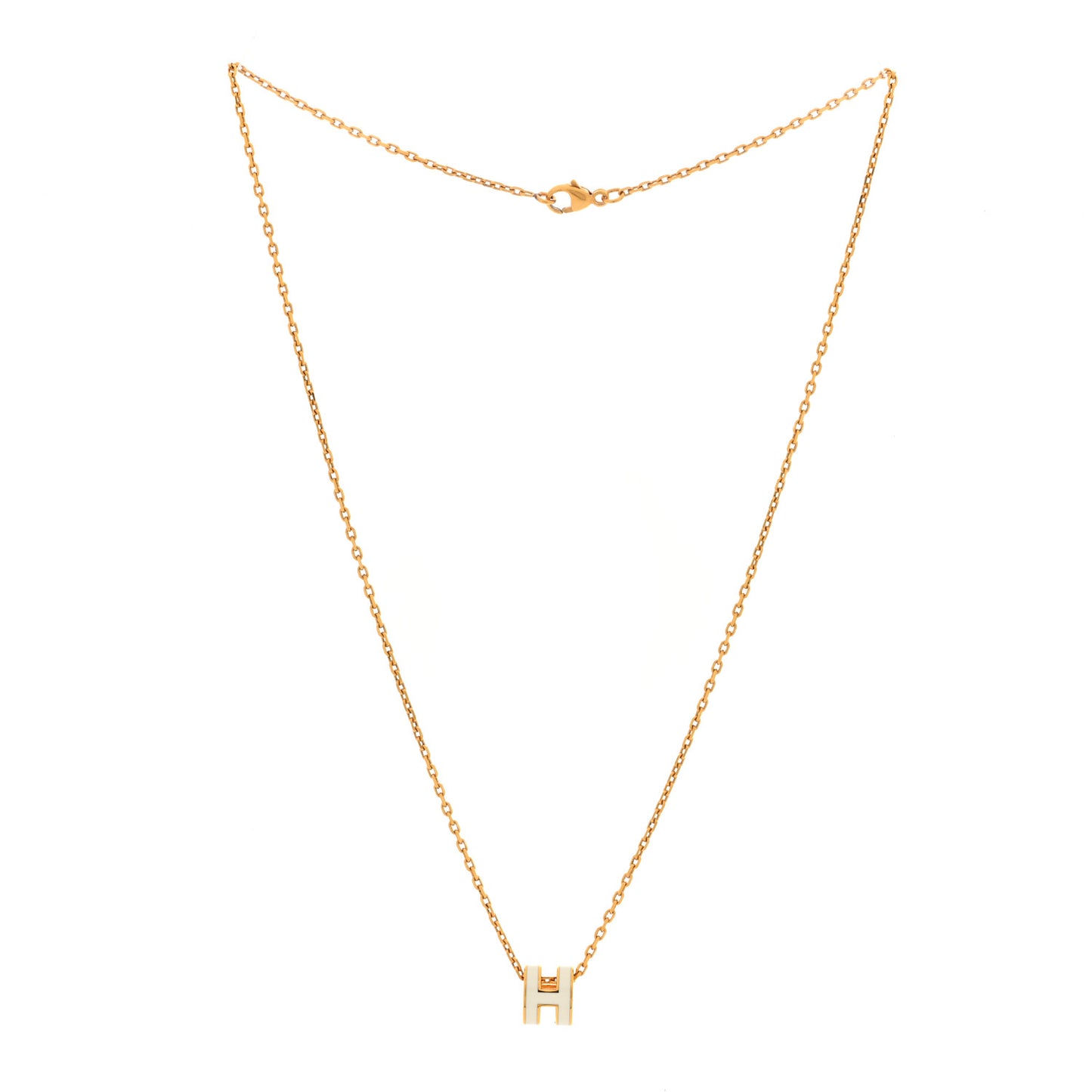 Lacquered Gold Mini Pop H Pendant Necklace White