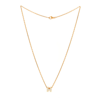 Hermes Lacquered Gold Mini Pop H Pendant Necklace White 3 of 6