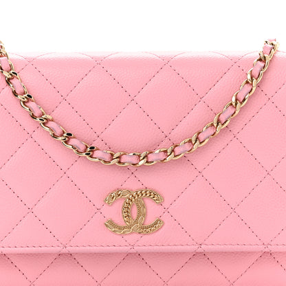 Chanel Caviar Quilted Chain CC Wallet On Chain WOC Pink 9 of 12