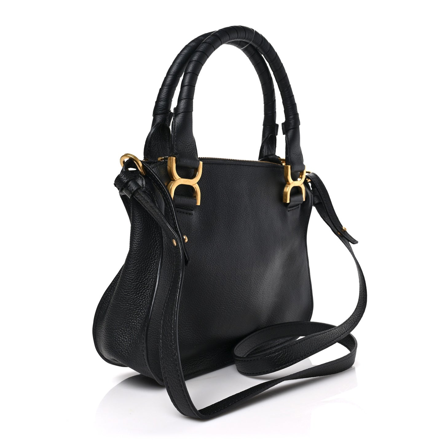 Calfskin Small Marcie Satchel Black