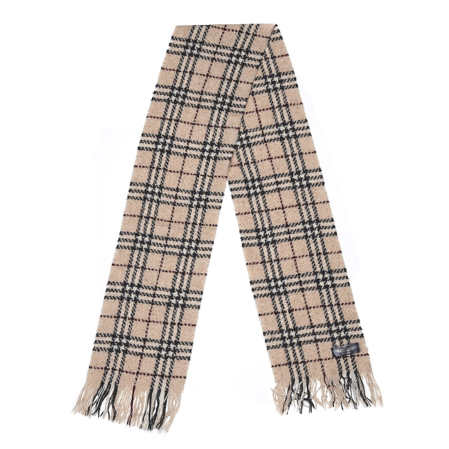 Merino Wool Check Scarf Camel