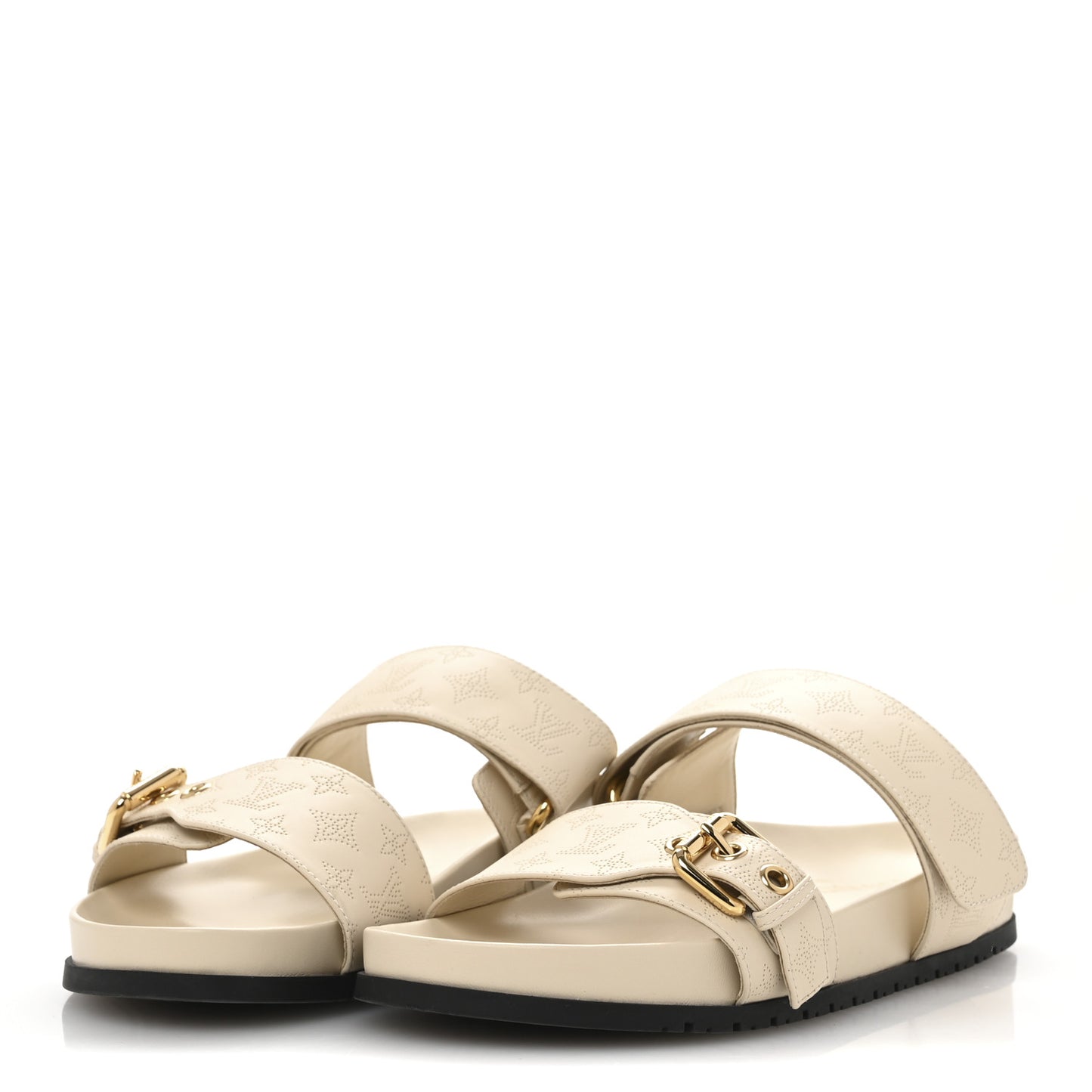 Mahina Bom Dia Flat Mule Sandals 37 Beige Clair