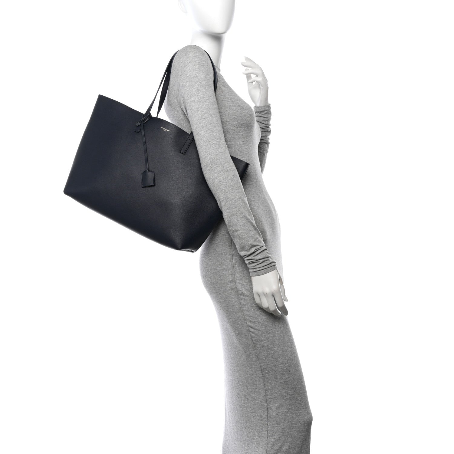 Saint Laurent Calfskin Large Shopping Tote Deep Marine 2 of 15