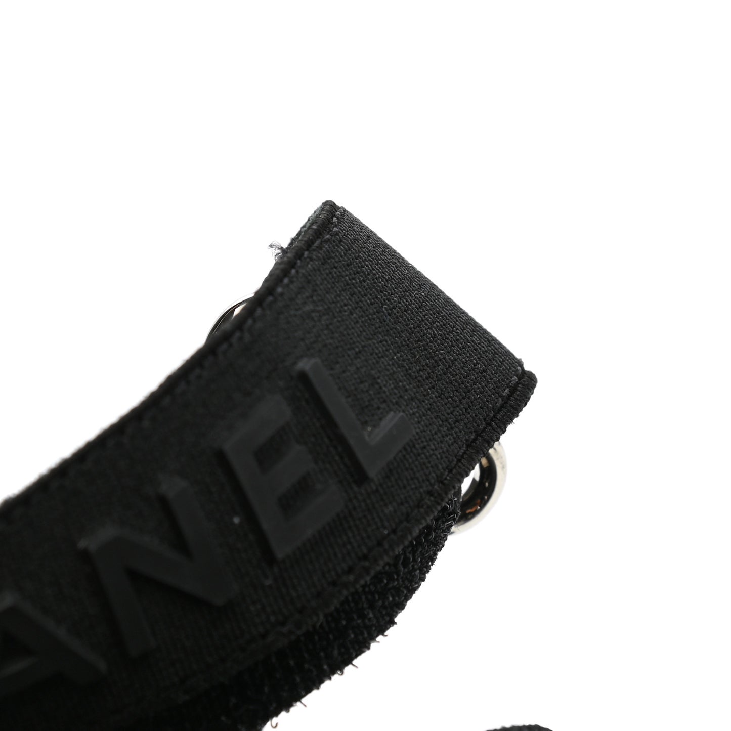 Stretch Fabric Lambskin CC Flat Sandals 36 Black