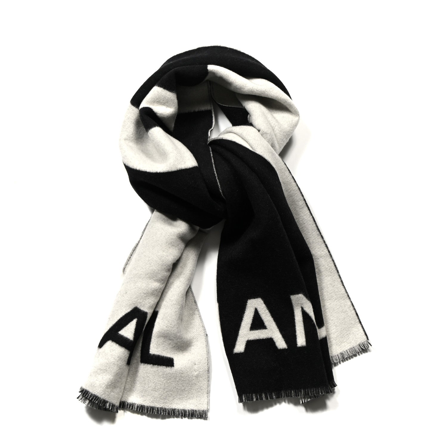 Chanel Cashmere CC Fringe Stole Black White 1 of 3