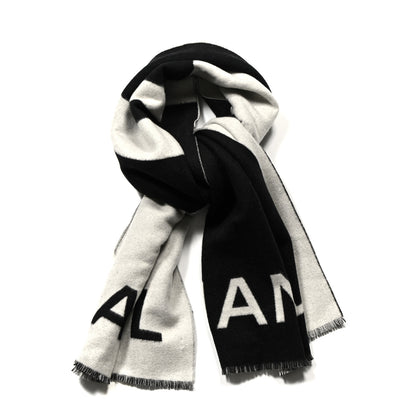 Chanel Cashmere CC Fringe Stole Black White 1 of 3