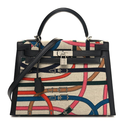 Hermes Swift Toile De Camp Cavalcadour Kelly Sellier 32 Black 1 of 13