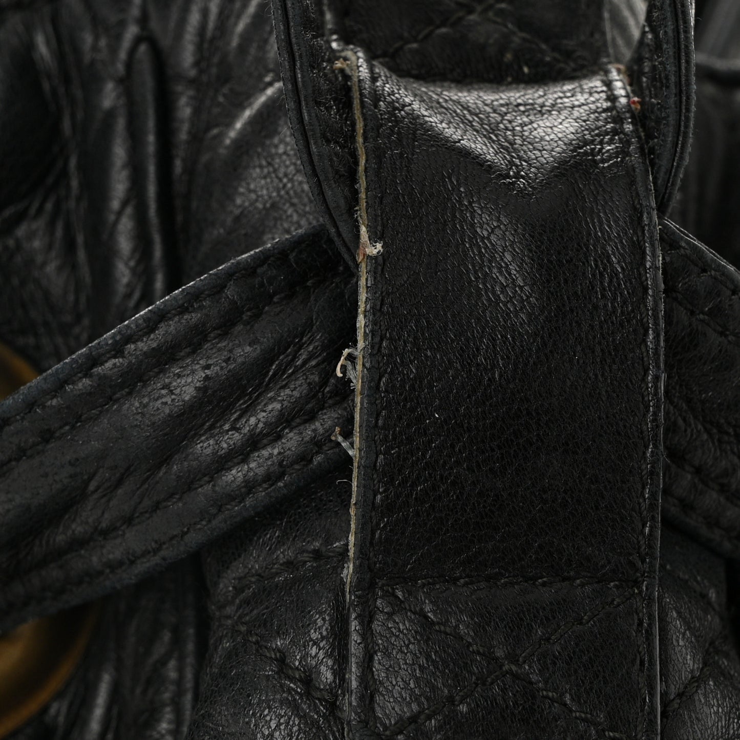 Lambskin Cannage Drawstring Bag Black