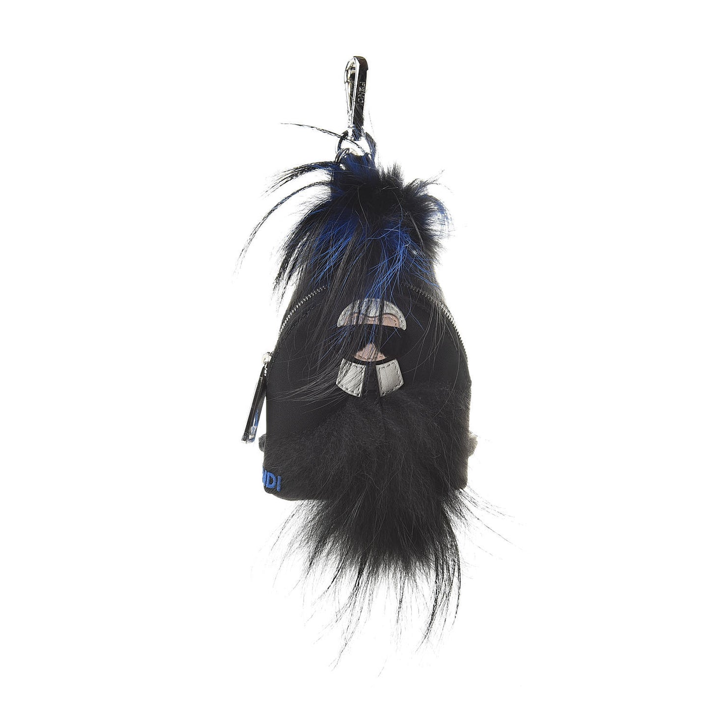 Tech Twill Calfskin Fox Mink Goat Fur Karlito Backpack Charm Black Multicolor