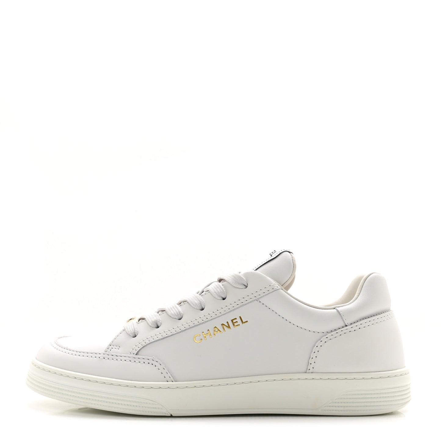 Calfskin Womens CC Logo Sneakers 40.5 White