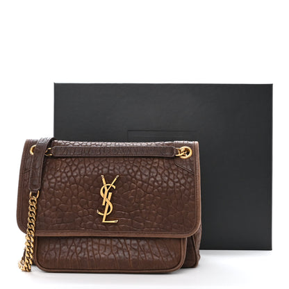 Saint Laurent Grained Lambskin Monogram Medium Niki Chain Satchel Dark Cork 11 of 11