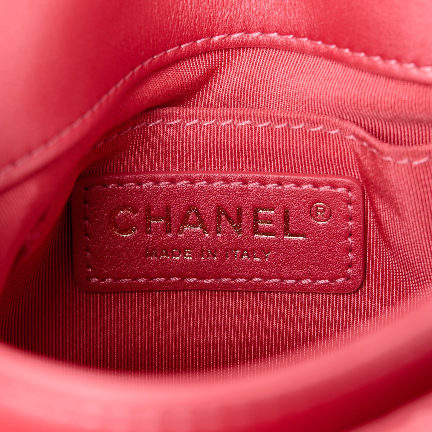 Metallic Calfskin Quilted Top Handle Flap Dark Pink