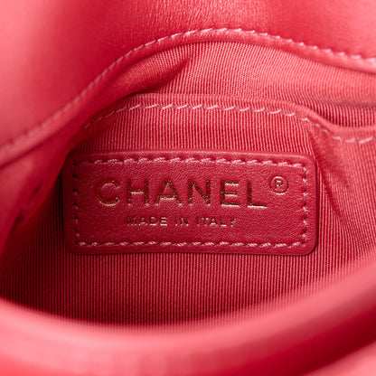 Chanel Metallic Calfskin Quilted Top Handle Flap Dark Pink 6 of 12