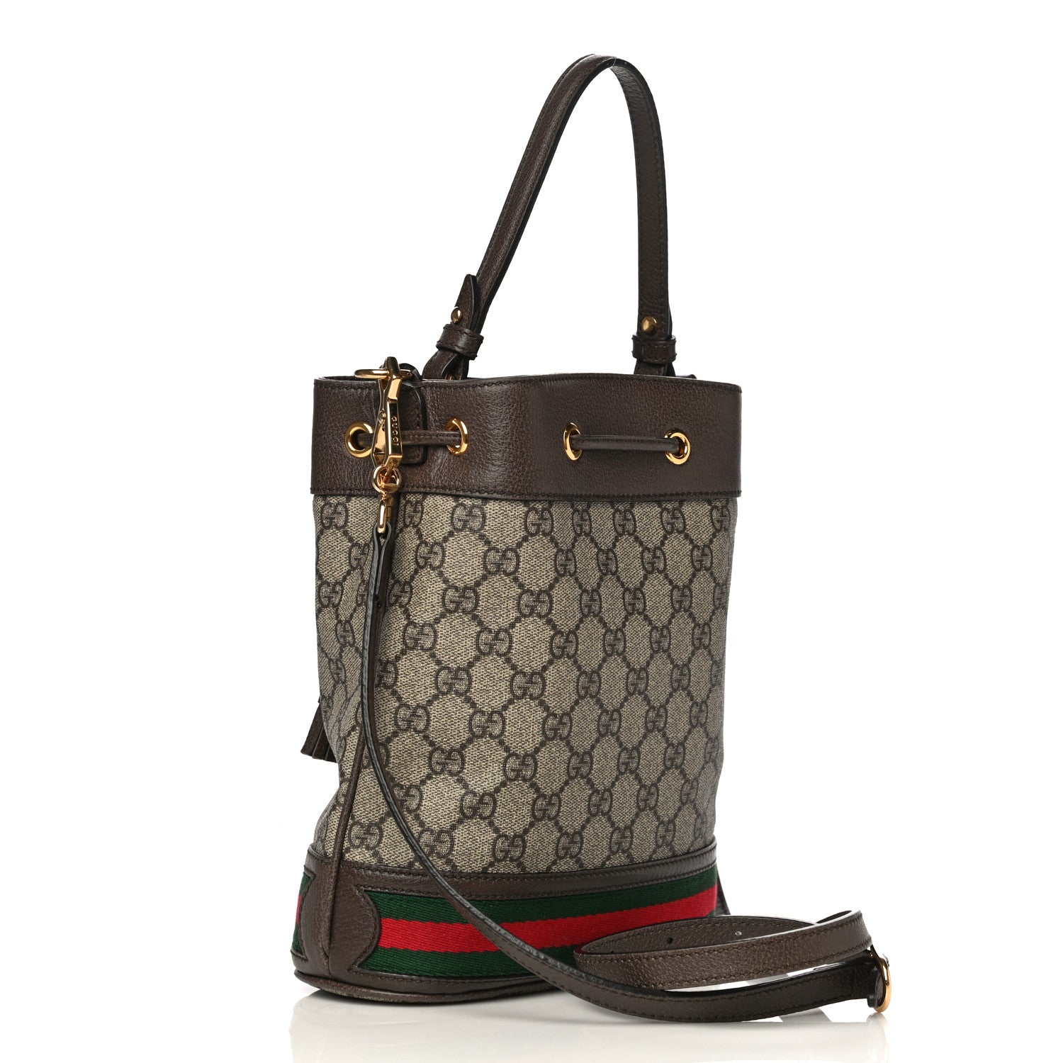 Gucci GG Supreme Monogram Web Small Ophidia Bucket Bag Brown 3 of 12