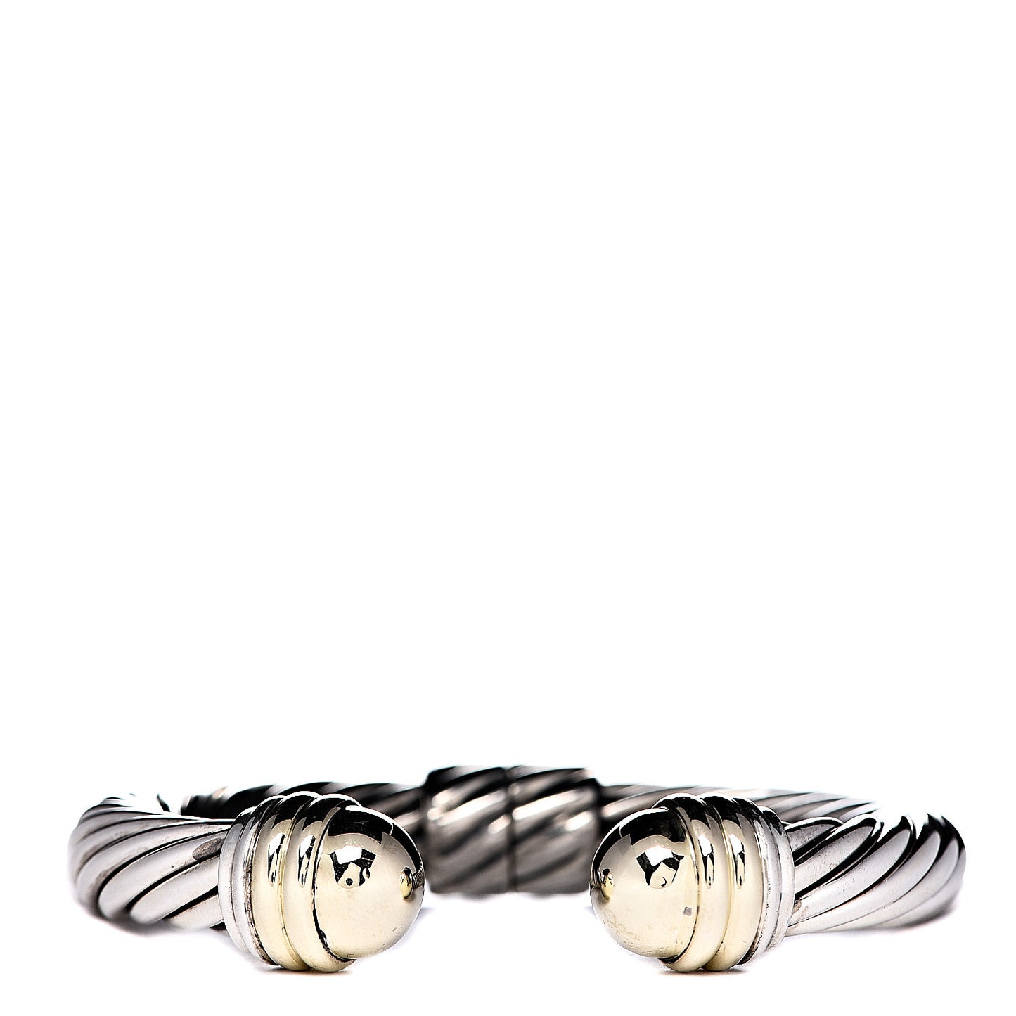 Sterling Silver 14K Yellow Gold 10mm Cable Classics Bracelet