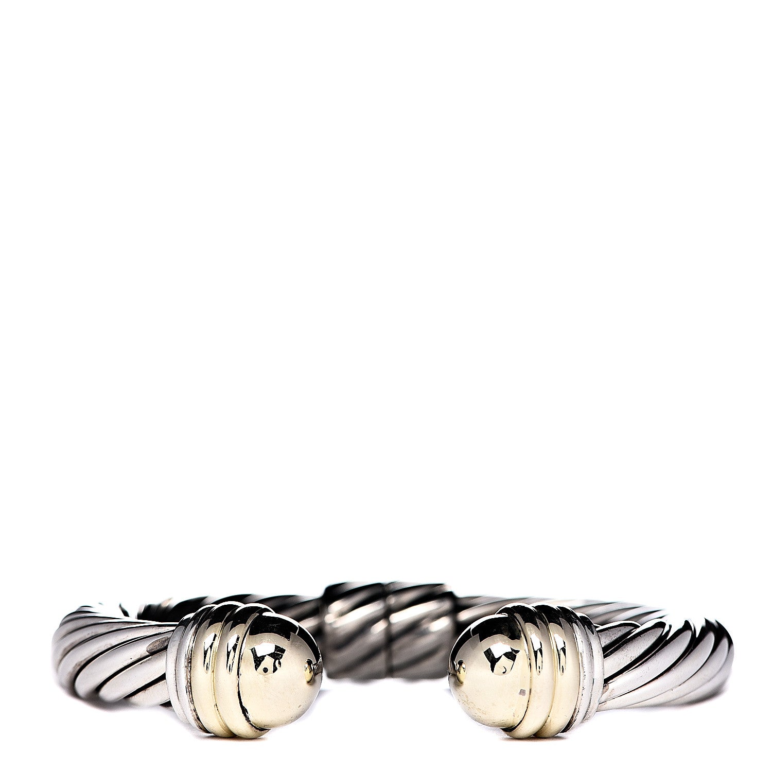 David Yurman Sterling Silver 14K Yellow Gold 10mm Cable Classics Bracelet 1 of 4