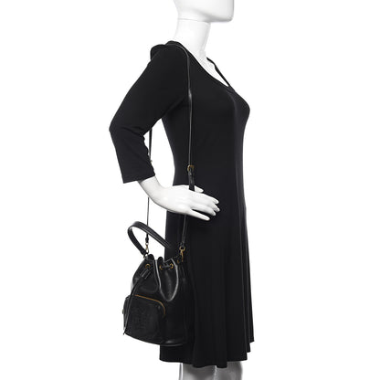 Prada Glace Calfskin Embossed Bucket Bag Black 2 of 10