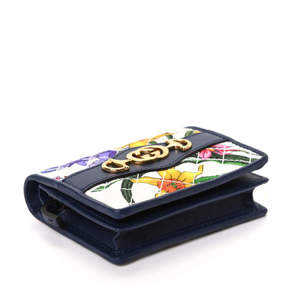 Gucci Canvas Flora Floral Trapuntata Zumi Card Case Wallet Great White Multicolor Blue Agata 4 of 8