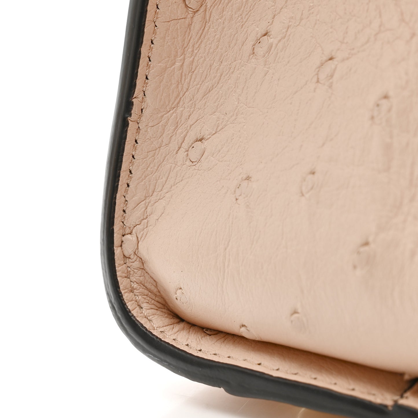 Ostrich Shiny Nappa Mini Peekaboo Iconic Satchel Poudre