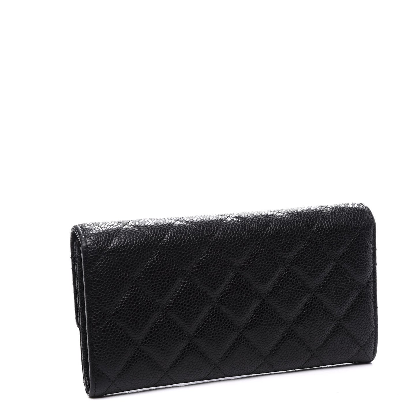 Caviar Quilted Large Gusset Flap Wallet Black