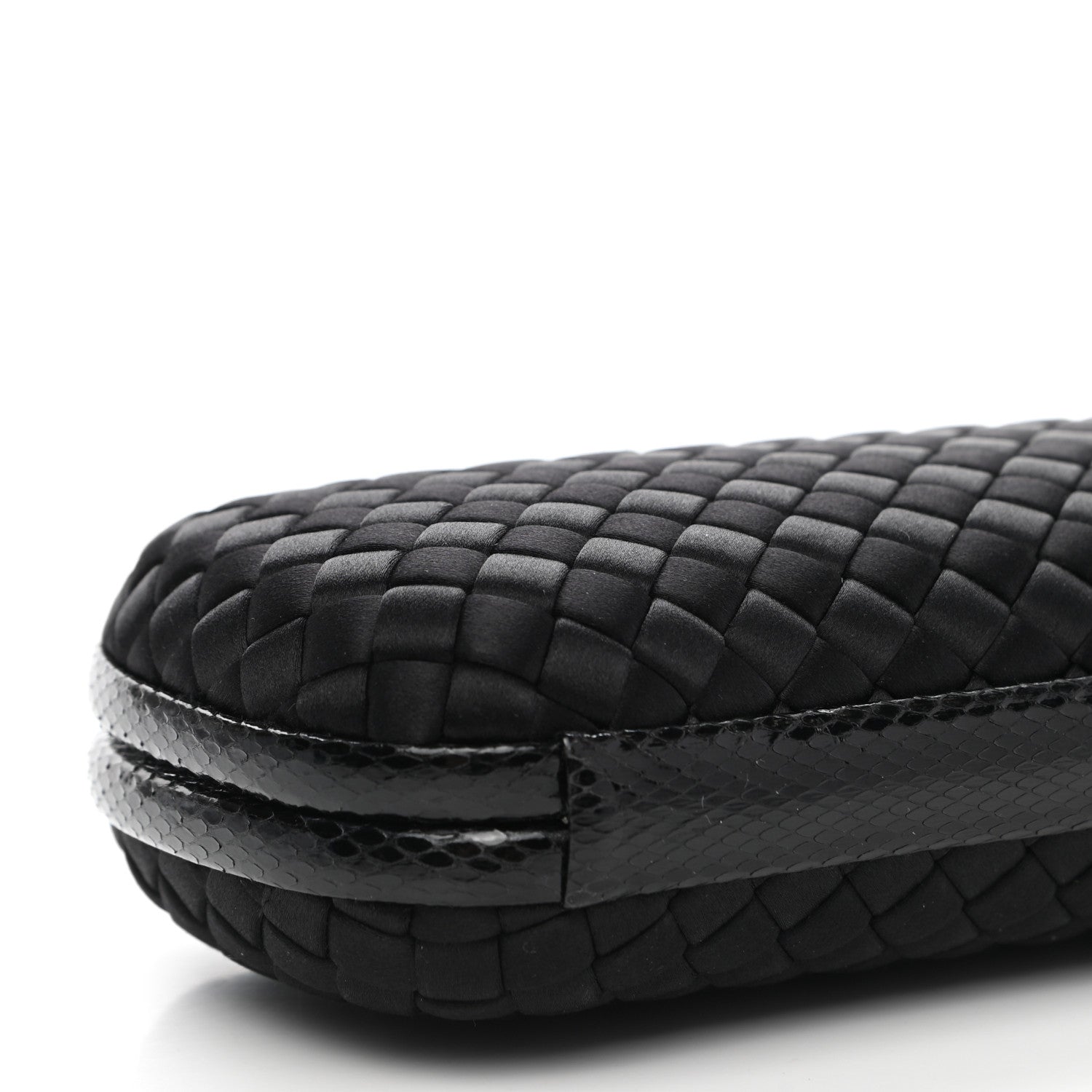 Bottega Veneta Satin Ayers Intreccio Impero Stretch Knot Clutch Black 8 of 11