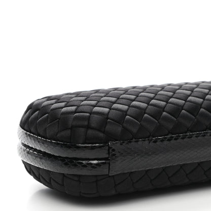 Bottega Veneta Satin Ayers Intreccio Impero Stretch Knot Clutch Black 8 of 11