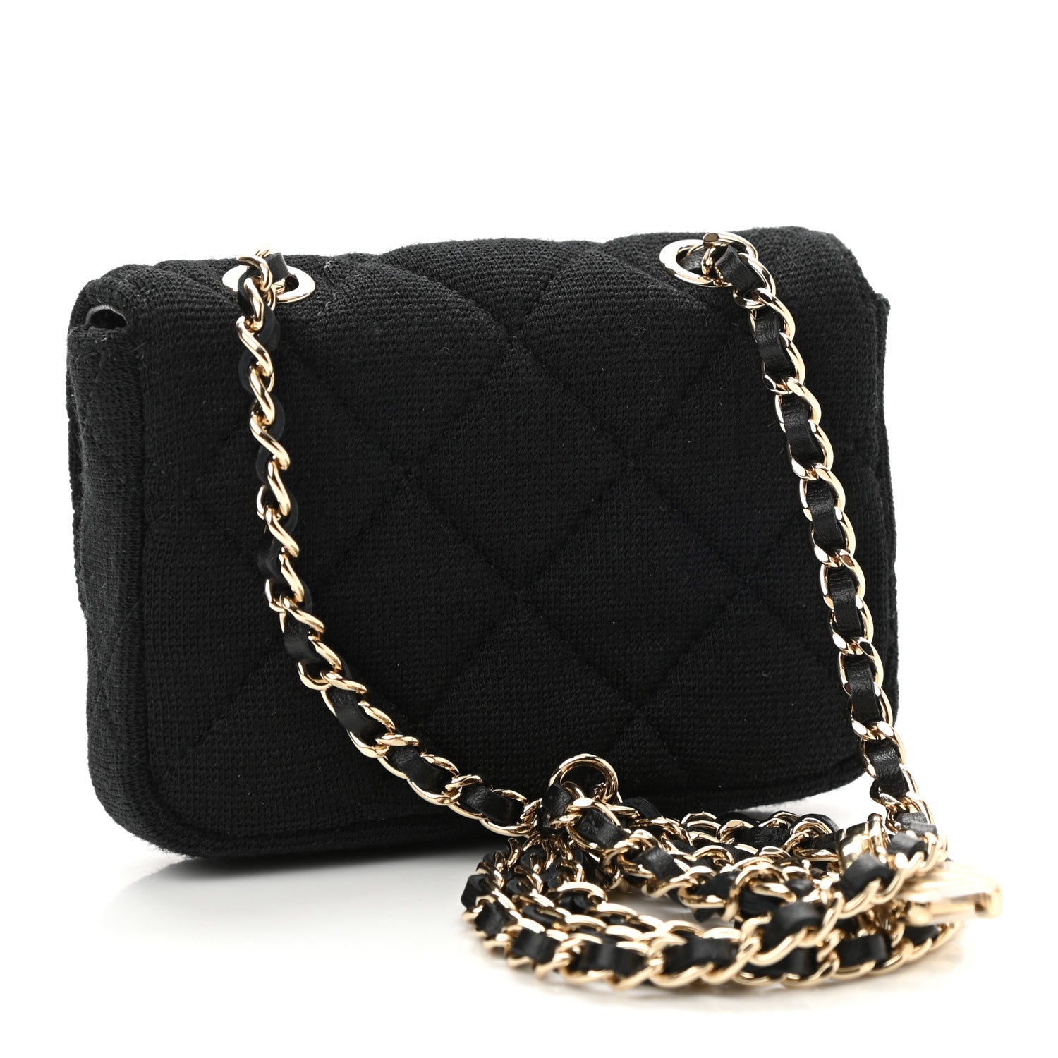 Chanel Jersey Quilted Flap Chain Waist Bag Black 3 of 12