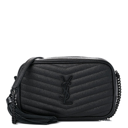 Saint Laurent Grain De Poudre Matelasse Monochrome Monogram Mini Lou Camera Bag Black 1 of 13