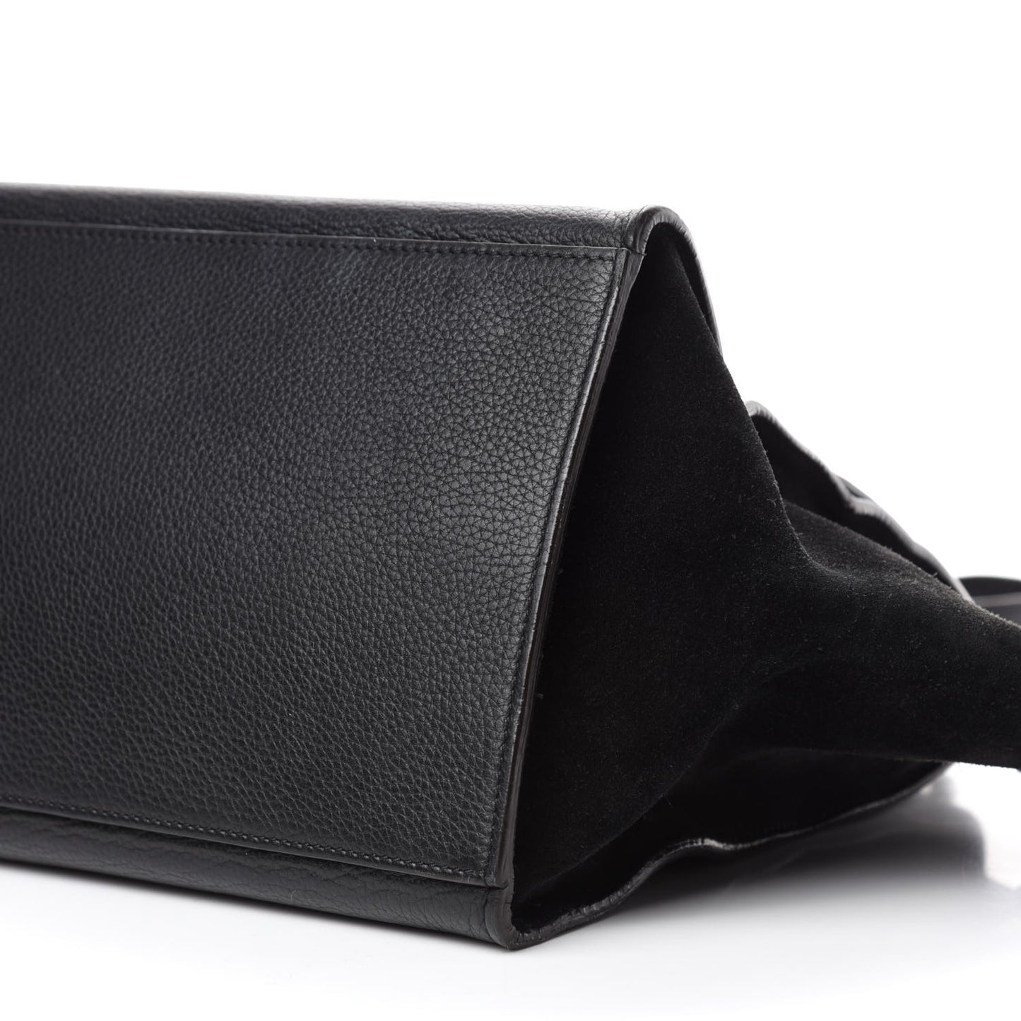 Drummed Calfskin Suede Small Trapeze Black