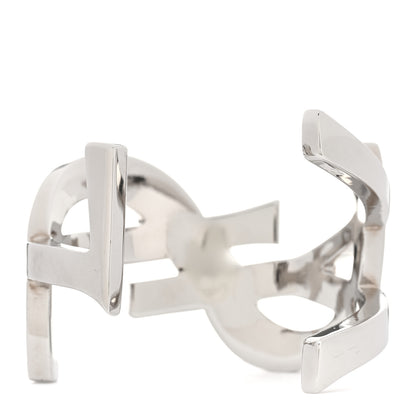 Saint Laurent Brass Monogram Cuff Bracelet Palladium 3 of 4