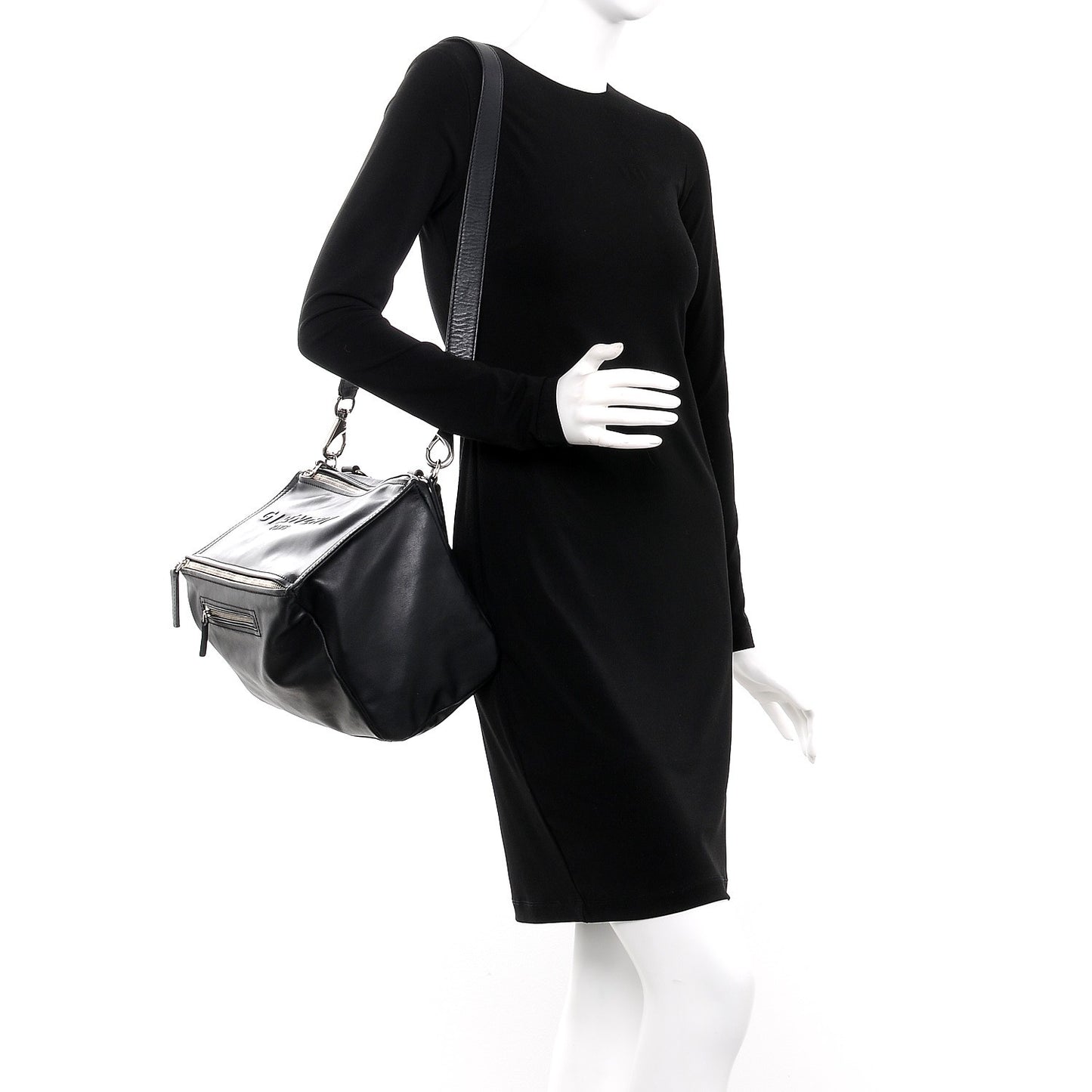 Calfskin Logo Embossed Medium Pandora Black