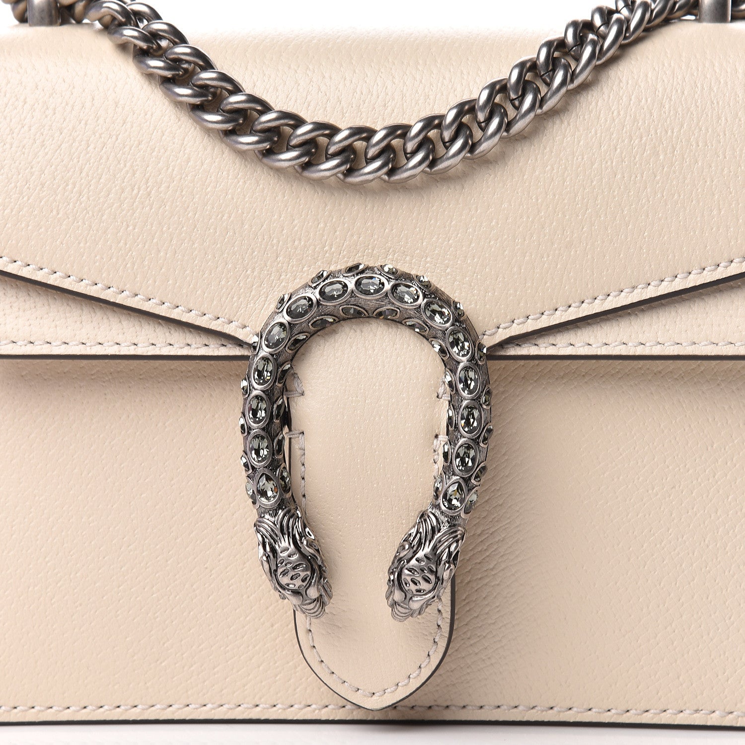 Gucci Textured Calfskin Crystal Mini Dionysus Shoulder Bag Mystic White 10 of 11