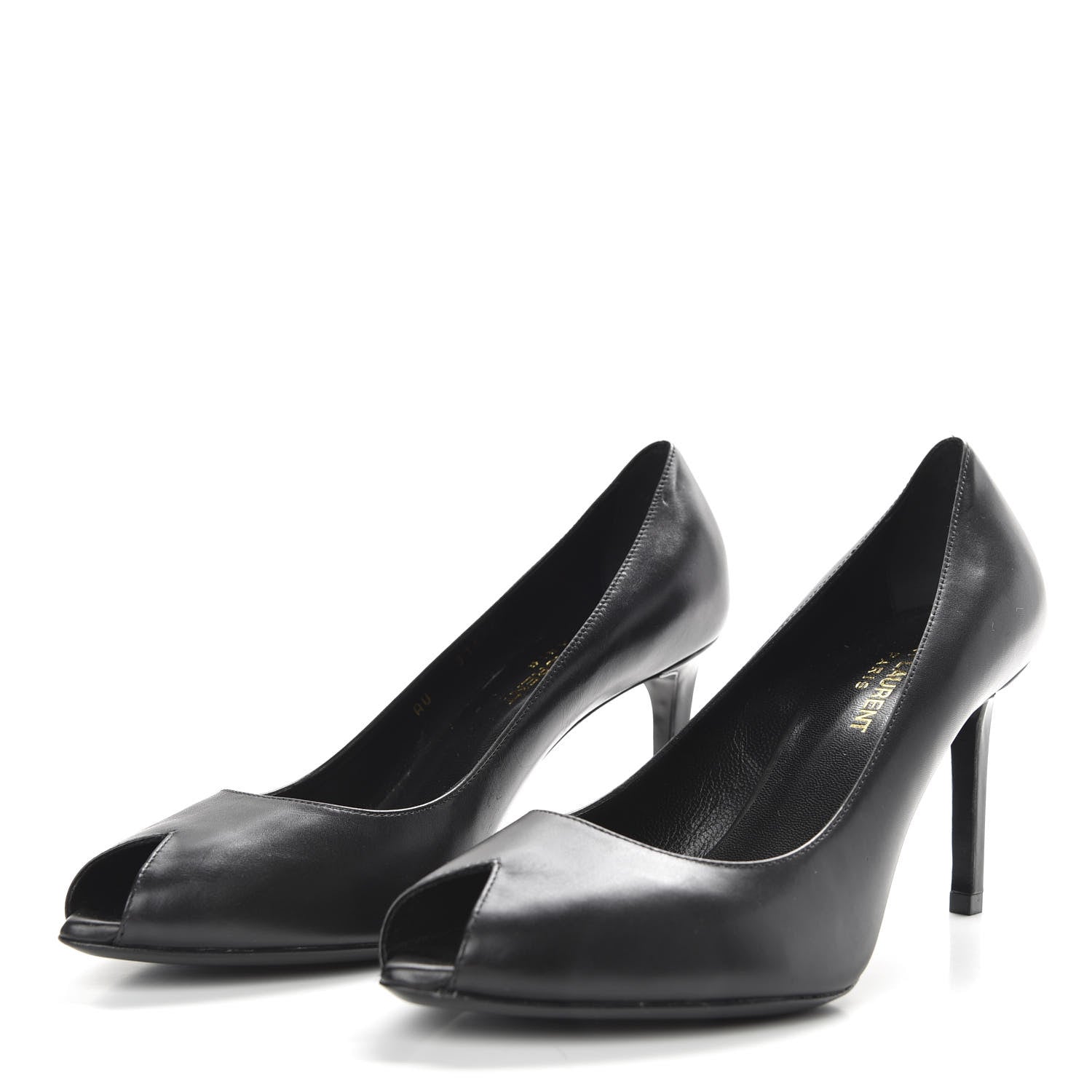 Saint Laurent Calfskin Paris Peep Toe 80 Escarpin Pumps 37.5 Black 3 of 8