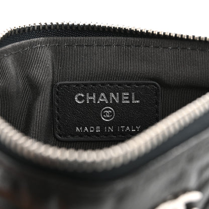 Chanel Goatskin Camellia Embossed Cosmetic Pouch Anthracite 6 of 12