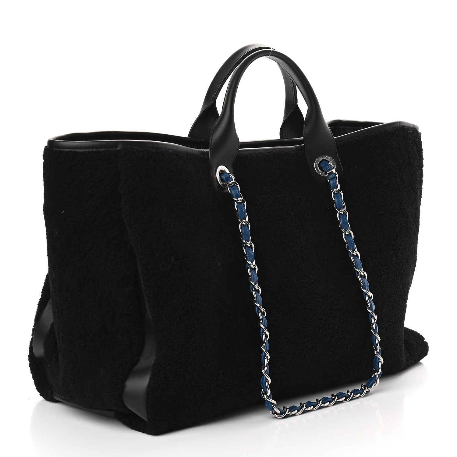 Chanel Shearling Large Deauville Tote Black 2 of 9