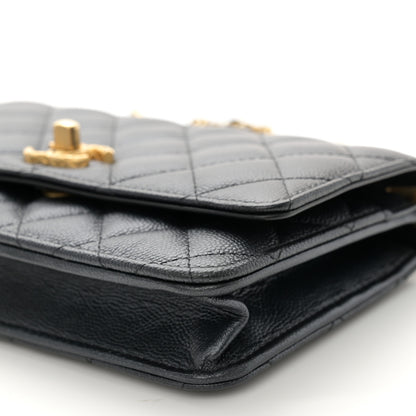 Chanel Pearly Caviar Quilted Fit For You Wallet On Chain WOC Black 11 of 12