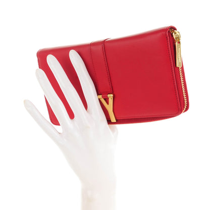 Saint Laurent Calfskin Classic Y Ligne Zip Around Wallet Red 2 of 6