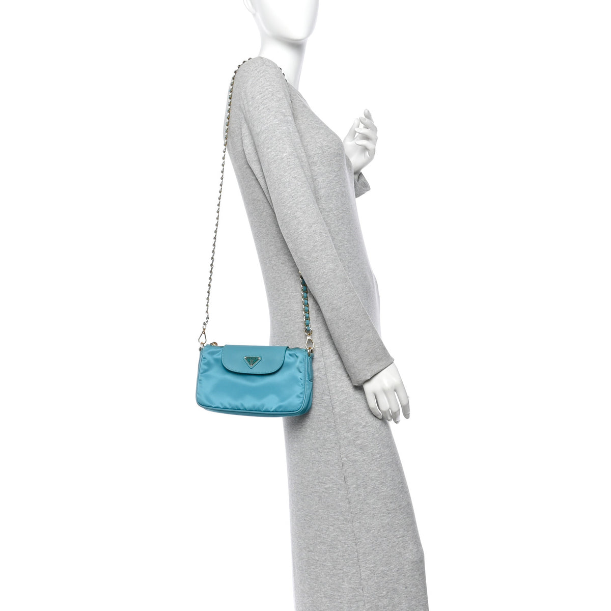 Prada Tessuto Nylon Saffiano Crossbody Bag Turchese 2 of 10